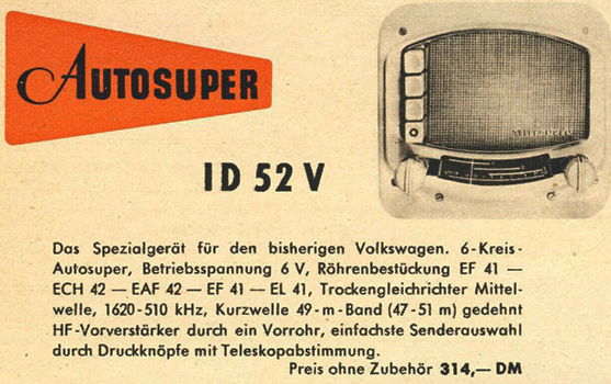 TELEFUNKEN I D52 V für Porsche 356